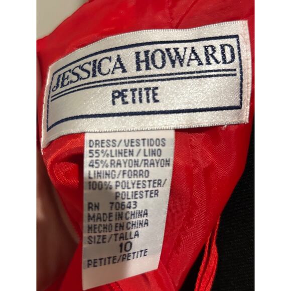 Red Linen Blend Midi A line open back tie dress sz 10 petite coastal old money - Picture 7 of 8